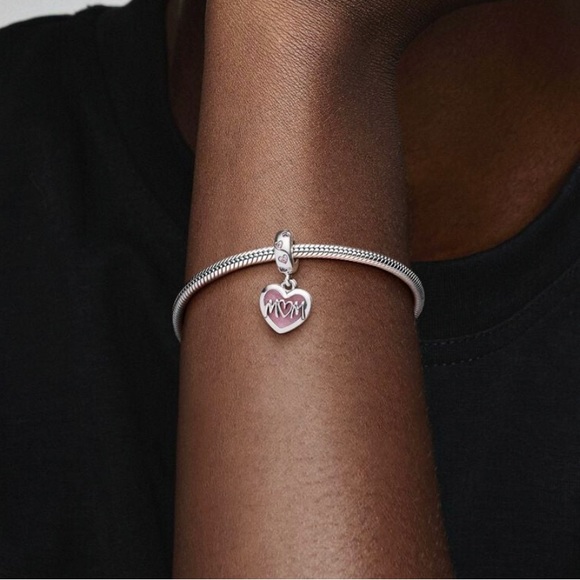 PANDORA Mom Script Heart Dangle Charm - Picture 5 of 8
